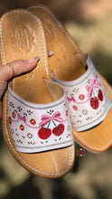 Load image into Gallery viewer, Cherry Pink Coquette Mexican White Sandals