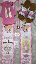 Load image into Gallery viewer, 2026 Pink Yellow - Virgen Cross Bow Embroidered Graduation Sarape Sash stole SOLD OUT