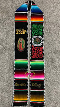Load image into Gallery viewer, *2026* Virgen Black Mexico Floral w white finish - Black Graduation Stole Sarape Sash IN STOCK