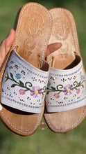 Load image into Gallery viewer, Catalina - White Leather Embroidered Sandals