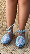 Load image into Gallery viewer, Rosaura - Blue Embroidered Lace Up Huaraches