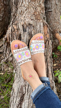 Load image into Gallery viewer, Angelica - White Leather Embroidered Sandals PREORDER