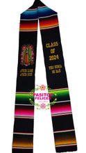 Load image into Gallery viewer, 2025* Aveces lloré Virgen Black Stole Sarape Sash IN STOCK