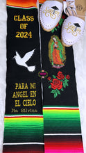 Load image into Gallery viewer, 2025* Dove Virgen Black Graduation stole Sarape Sash SOLD OUT