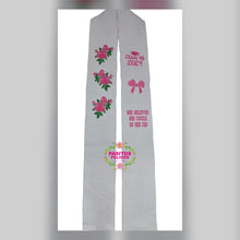 Load image into Gallery viewer, Coquette Embroidered Graduation Sarape Sash stole IN STOCK
