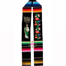 Load image into Gallery viewer, San Judas First Gen Black Graduation Stole Sarape Sash IN STOCK
