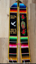 Load image into Gallery viewer, *2027* Dove Virgen Black w/ gold finish - Graduation stole Sarape Sash IN STOCK