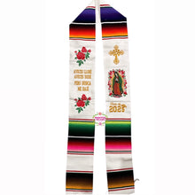 Load image into Gallery viewer, Aveces lloré - Cross White Graduation stole Sarape Sash SOLD OUT