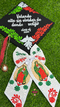 Load image into Gallery viewer, Moño Blanco Tri color Virgen- Embroidered Long Bow