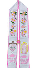Load image into Gallery viewer, 2026 Pink Yellow - Virgen Cross Bow Embroidered Graduation Sarape Sash stole SOLD OUT