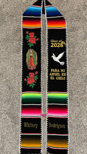 Cargar imagen en el visor de la galería, *2026* Dove Virgen Black w/ white finish - Graduation stole Sarape Sash IN STOCK