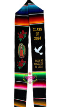 Load image into Gallery viewer, 2025* Dove Virgen Black Graduation stole Sarape Sash SOLD OUT