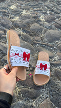 Load image into Gallery viewer, Red Coquette Mexican White Sandals