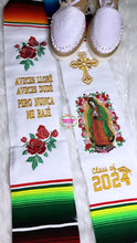 Load image into Gallery viewer, Aveces lloré - Cross White Graduation stole Sarape Sash SOLD OUT