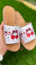 Load image into Gallery viewer, Cherry Red Coquette Mexican White Sandals