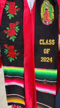 Cargar imagen en el visor de la galería, *2026* Virgen and Roses Black Stole Sarape Sash IN STOCK