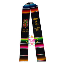 Load image into Gallery viewer, 2025* Aveces lloré Virgen Black Stole Sarape Sash IN STOCK