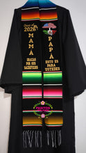 Load image into Gallery viewer, 2026 Papá Mama Gracias - Sacrifices Black Graduation Stole Sarape Sash IN STOCK