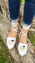 Cargar imagen en el visor de la galería, Gold Senior Black - Leather Lace Up Huaraches