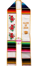 Load image into Gallery viewer, *2026* Roses White Graduation Stole Sarape Sash