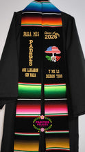 Load image into Gallery viewer, 2026 Llegaron sin nada - Black graduation stole Sarape Sash IN STOCK