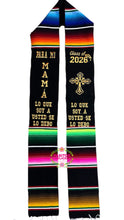 Cargar imagen en el visor de la galería, 2026* Cross Para mi mamá - Black Stole Sarape Sash IN STOCK (Copy)