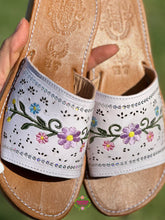 Load image into Gallery viewer, Catalina - White Leather Embroidered Sandals