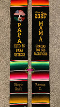 Load image into Gallery viewer, 2026 Papá Mama Gracias - Sacrifices Black Graduation Stole Sarape Sash IN STOCK