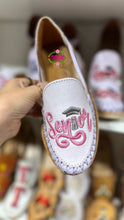 Load image into Gallery viewer, Pink Senior Gray- Embroidered Flats PREORDER