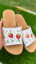 Load image into Gallery viewer, Fresa - Strawberry Daisy White Leather Sandals