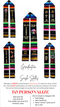 Cargar imagen en el visor de la galería, *2026* Emblema mexicano - Black Mexican Graduation Stole Sarape Sash IN STOCK