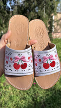 Load image into Gallery viewer, Cherry Pink Coquette Mexican White Sandals