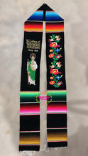 Load image into Gallery viewer, San Judas First Gen Black Graduation Stole Sarape Sash IN STOCK