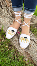 Cargar imagen en el visor de la galería, Gold Senior Black - Leather Lace Up Huaraches