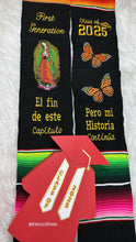 Cargar imagen en el visor de la galería, *2026* First Gen- Capitulo Monarch and Virgen Graduation stole Sarape Sash IN STOCK