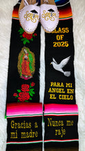Cargar imagen en el visor de la galería, *2026* Dove Virgen Black Graduation stole Sarape Sash IN STOCK