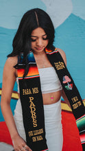 Load image into Gallery viewer, *2026* Llegaron sin nada - Black graduation stole Sarape Sash IN STOCK