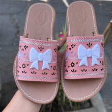 Load image into Gallery viewer, Pink Coquette Mexican White Bow Sandals