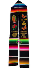 Load image into Gallery viewer, 24 Virgen - Le agradezco Black Graduation stole IN STOCK