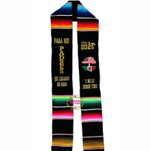 Load image into Gallery viewer, 2026 Llegaron sin nada - Black graduation stole Sarape Sash IN STOCK