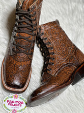 Load image into Gallery viewer, Shedron Doble Lacer - Leather Double Tooled Boots PREORDER