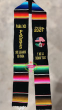 Load image into Gallery viewer, 2026 Llegaron sin nada - Black graduation stole Sarape Sash IN STOCK