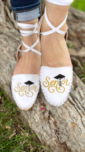 Cargar imagen en el visor de la galería, Gold Senior Black - Leather Lace Up Huaraches