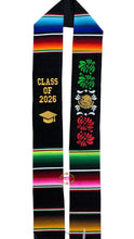 Load image into Gallery viewer, 2026 Emblema mexicano - Black Mexican Graduation Stole Sarape Sash IN STOCK