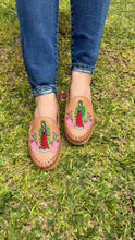 Load image into Gallery viewer, Virgen Sequin Mommy and Me- Embroidered Tan Flats