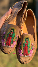 Load image into Gallery viewer, Virgen Sequin Mommy and Me- Embroidered Tan Flats