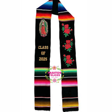Load image into Gallery viewer, 2025* Virgen and Roses Black Stole Sarape Sash SOLD OUT