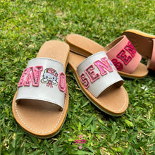 Load image into Gallery viewer, Pink Senior Sequin - White Sandal