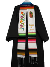Cargar imagen en el visor de la galería, Virgen Floral White Graduation Stole Sarape Sash 2024 IN STOCK