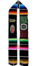 Cargar imagen en el visor de la galería, *2026* Black Mexico Floral w virgen Black Graduation Stole Sarape Sash IN STOCK